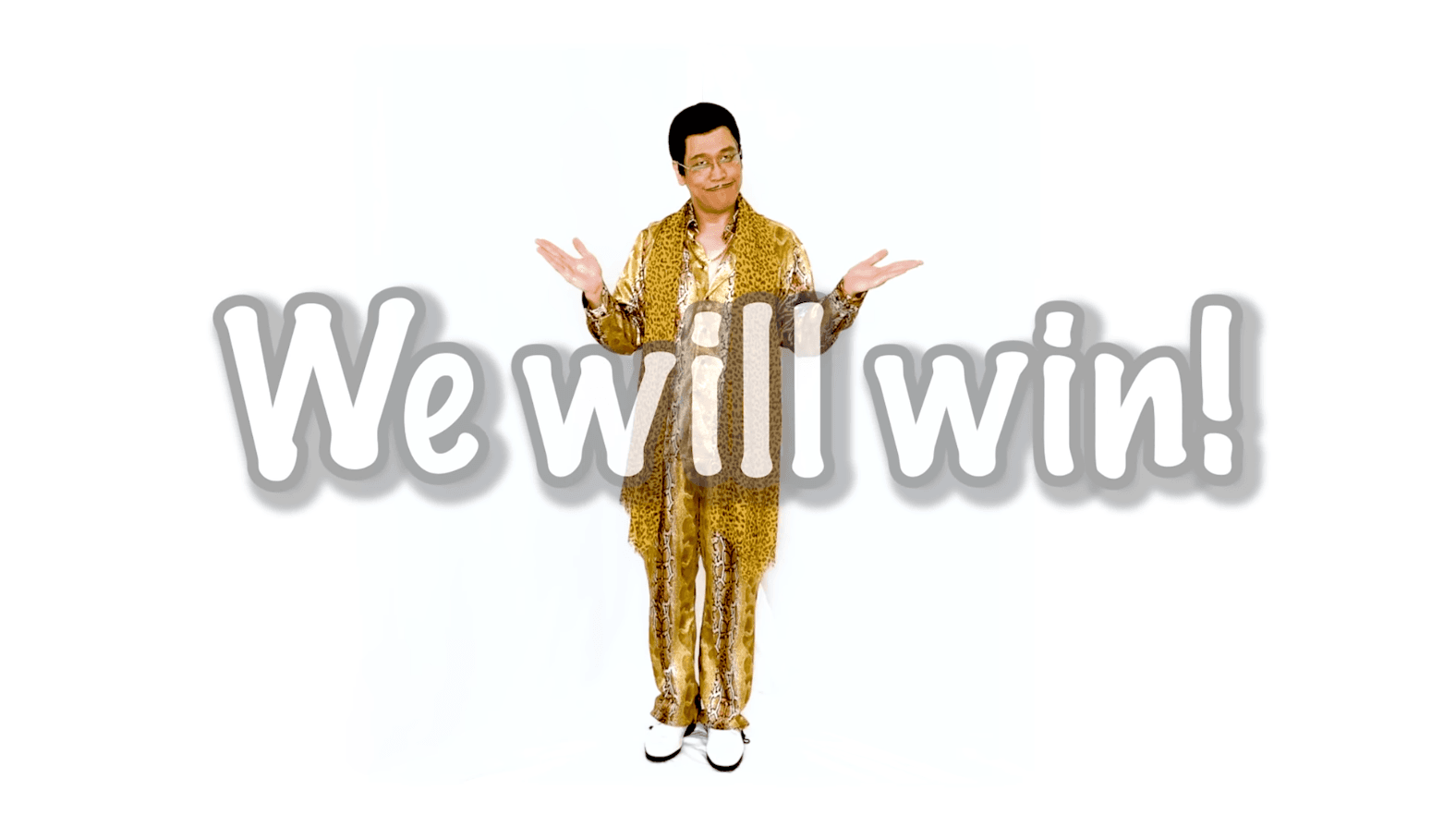 PIKO太郎在〈PPAP 2020〉尾聲唱出「我們會贏的!」(翻攝自影片)