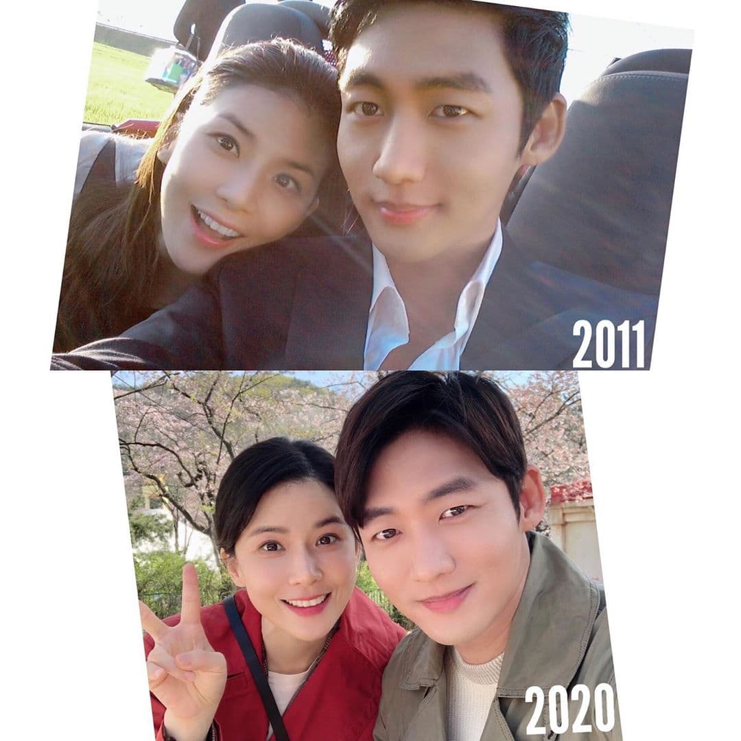 李太成在IG公開他與李寶英9年前與現在的合照,李寶英根本沒什麼變化。(翻攝自李太成IG)