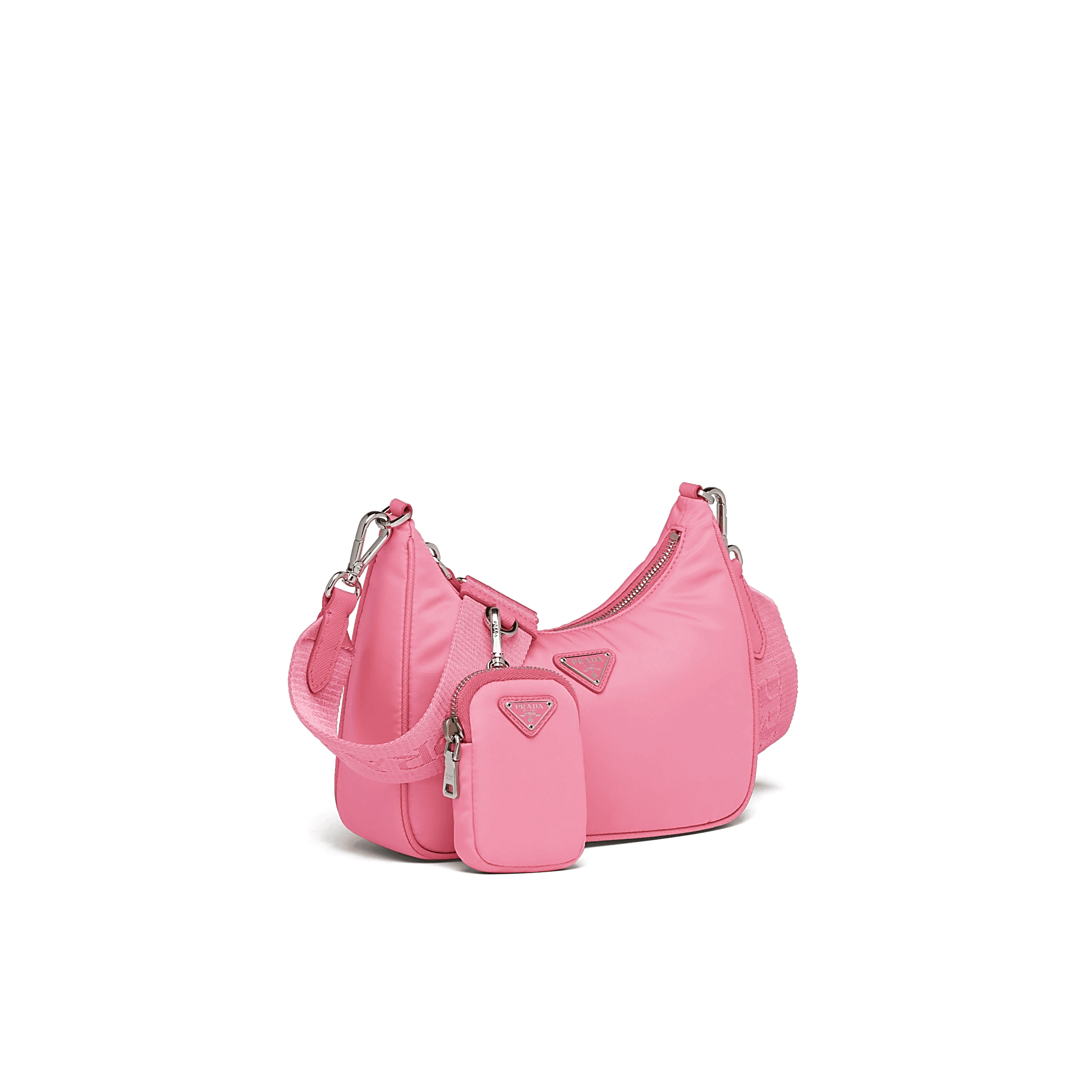 PRADA Re-edition系列粉色多功能肩背包 NT$38,000。（PRADA提供）