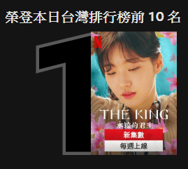 《The King》在Netflix台灣排行榜拿下冠軍。(翻攝Netflix)