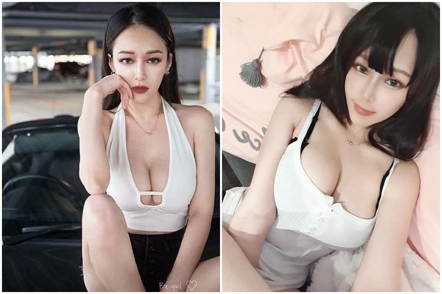 爆乳正妹騎Ubike摔車,意外爆紅。(翻攝自Ba gel IG)