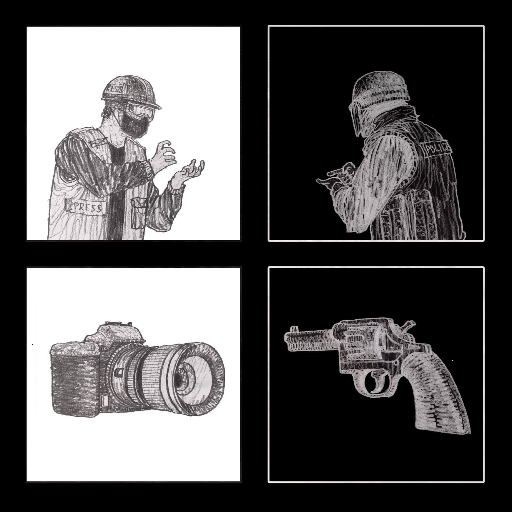 柳廣成透過不同規格的鉛筆,營造畫面的視覺層次,意境發人深省。(柳廣成提供)