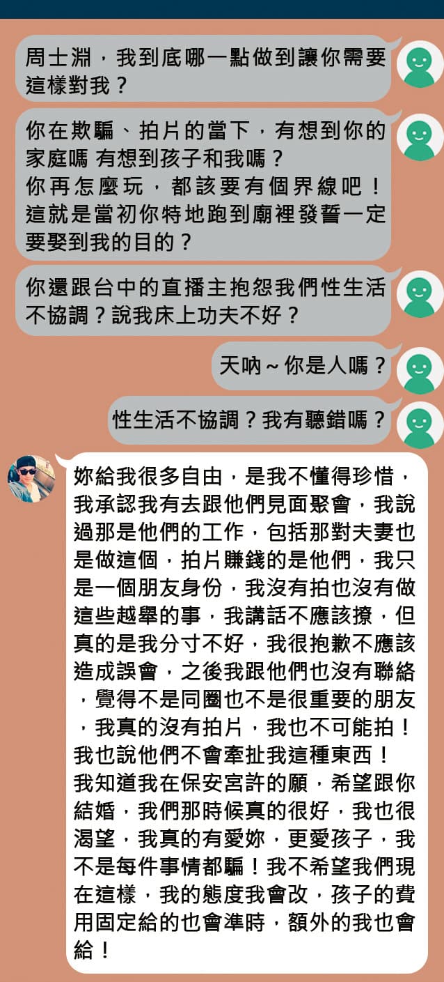 前妻質疑周士淵在婚內拍攝多P影片，周士淵則使出溫情攻勢，否認到底。（圖為示意畫面）