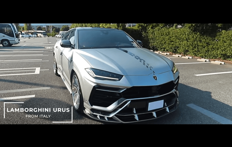 手越祐也的藍寶堅尼跑車價4000萬日圓。(翻攝YouTube畫面)