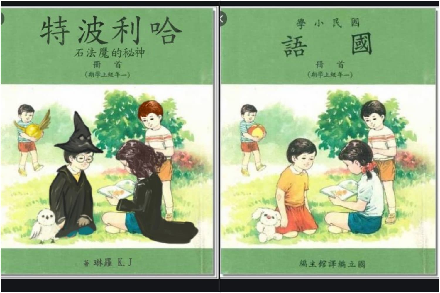 有人P圖惡搞,將《哈利波特》P成「國立編譯館」的國小課本風格。(翻攝自大宇宙籃寶噗浪)