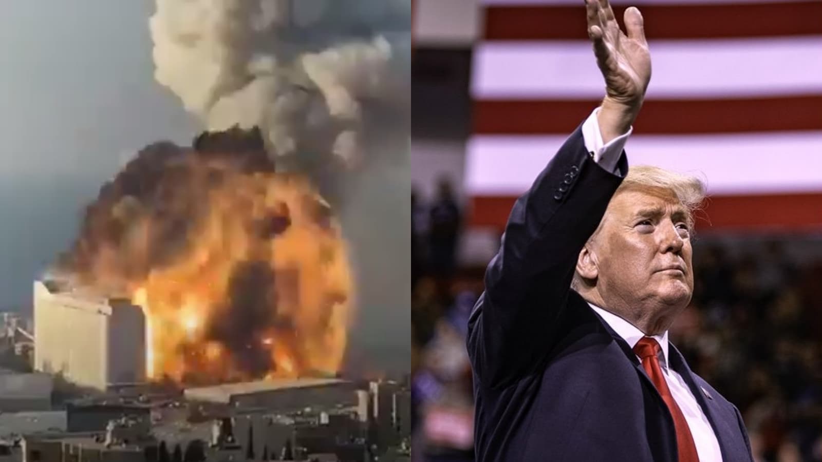 黎巴嫩發生大爆炸,美國總統川普說可能是恐攻。(翻攝自YouTube/川普臉書)