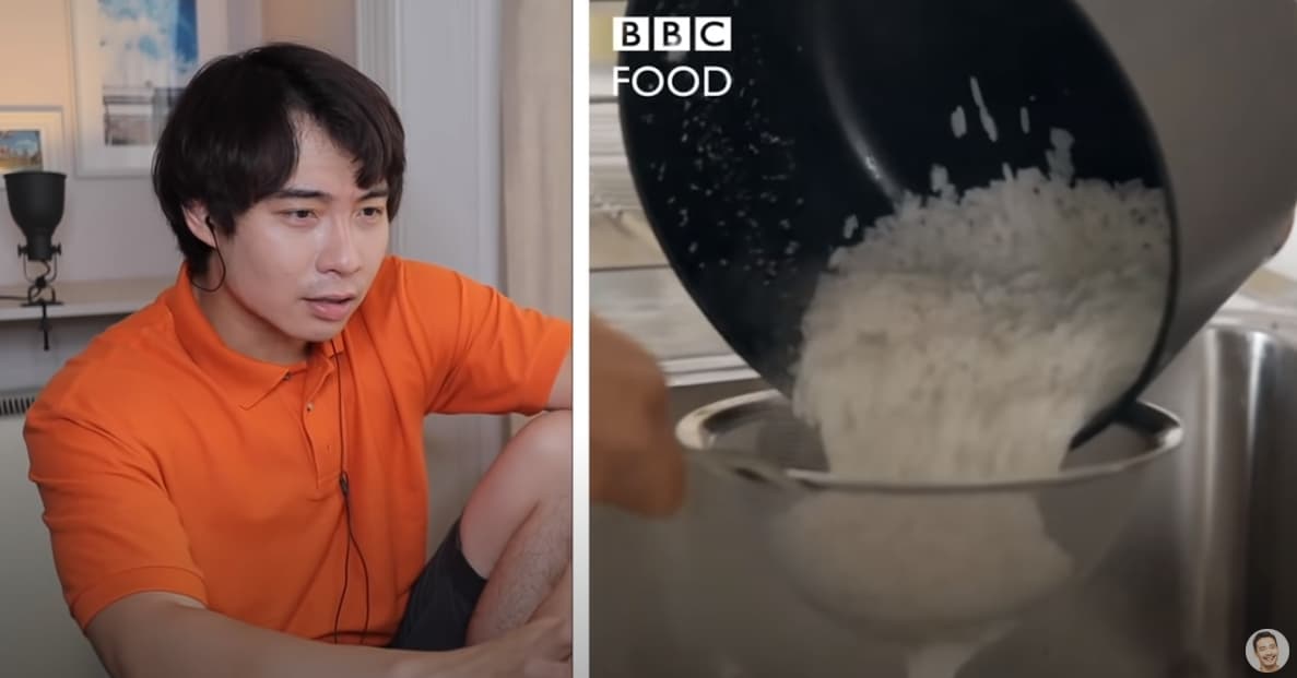 黃瑾瑜的YouTube角色「羅傑叔叔」先前狠狠吐槽帕提爾在BBC的蛋炒飯作法。(翻攝自mrnigelng YouTube)