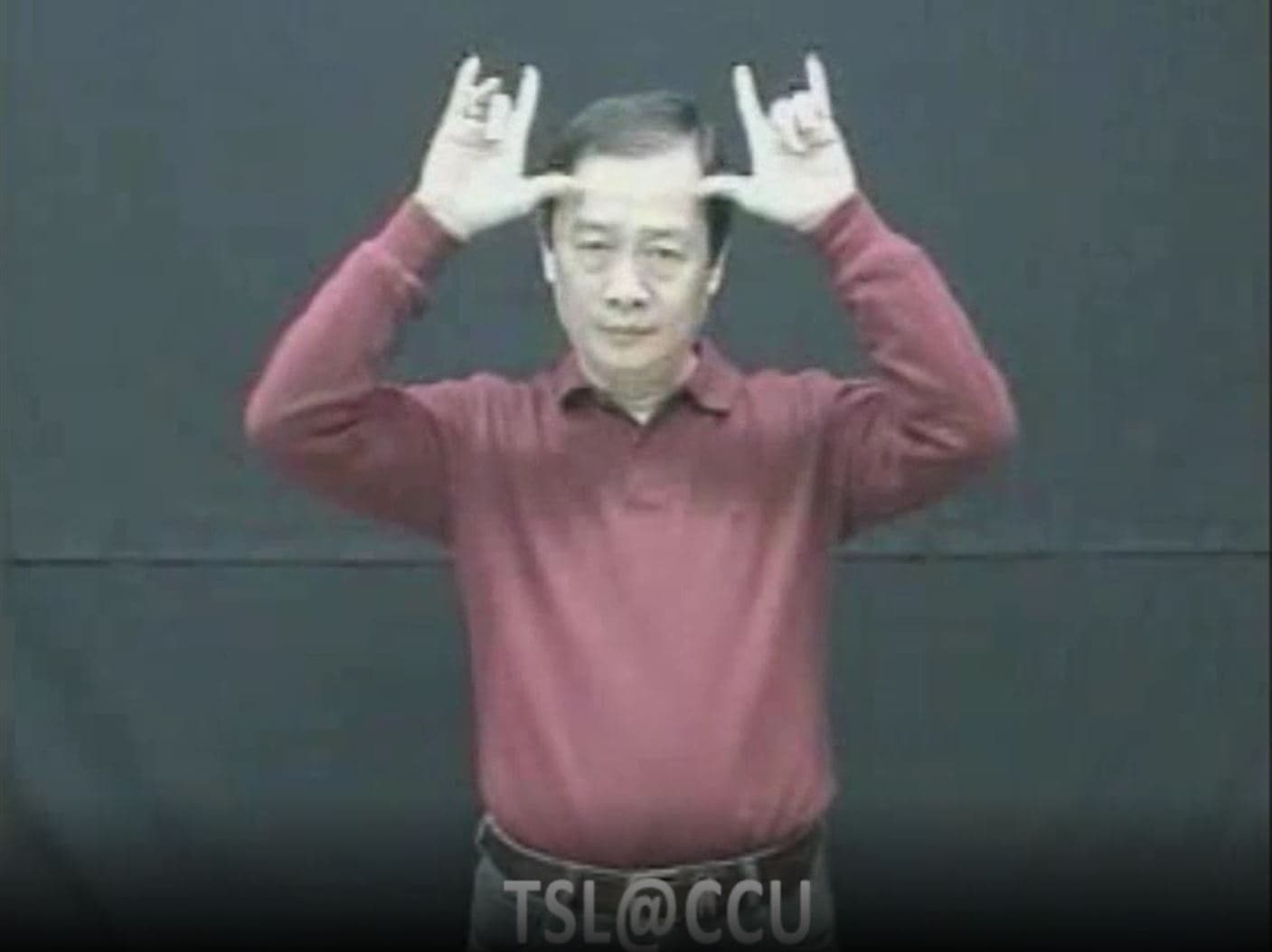 e-1 詞義「鹿_N」，北部打法；圖片來源：中正大學台灣手語線上詞典