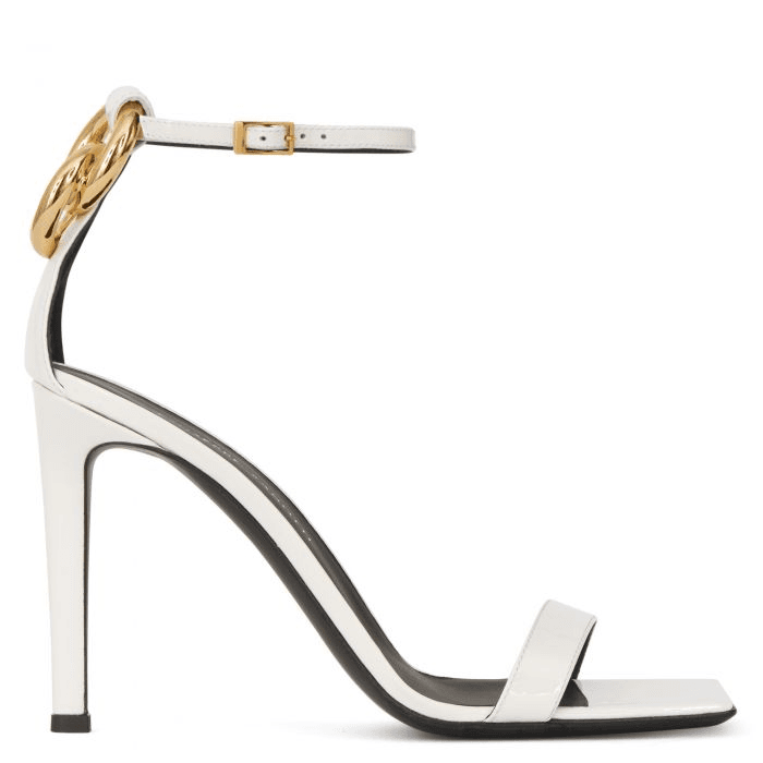 白色Double Ring高跟鞋，價格店洽GIUSEPPE ZANOTTI。（GIUSEPPE ZANOTTI提供）