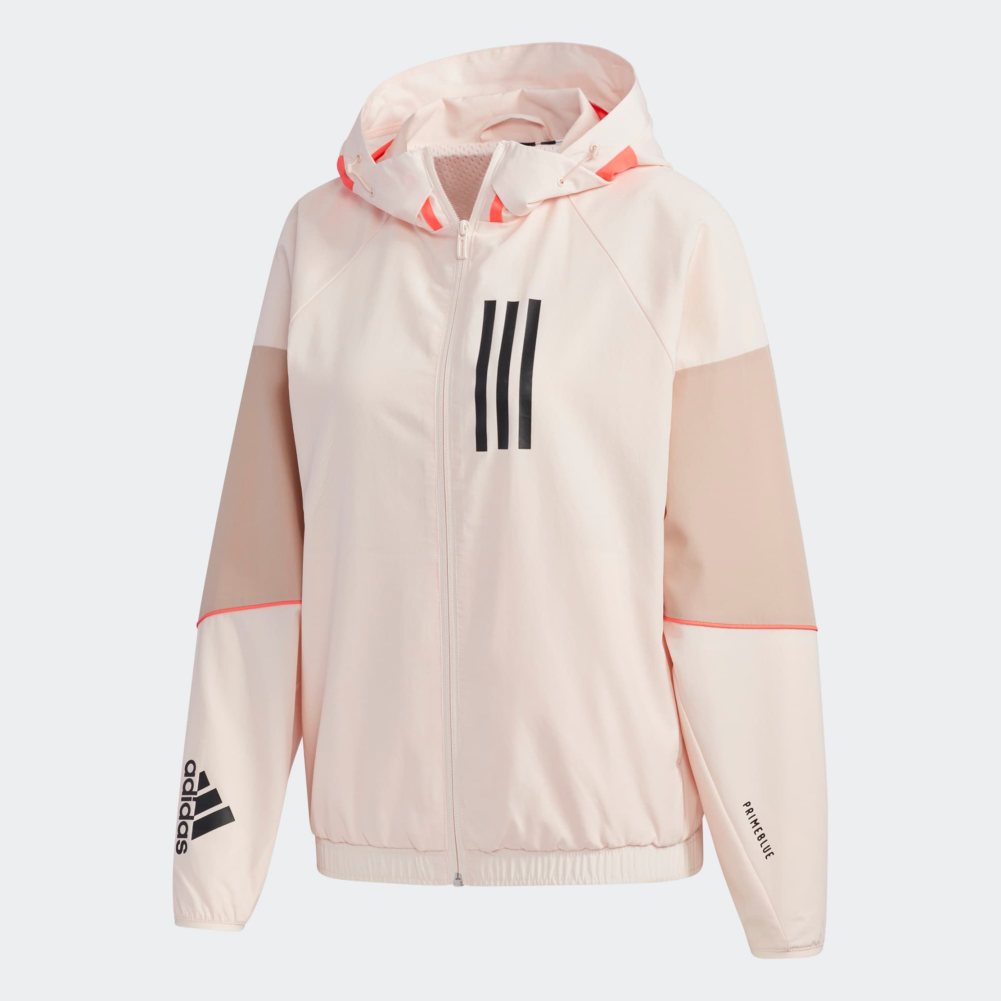 Outer Jacket奶茶色系拼接風衣外套。NT$3,090(adidas提供)