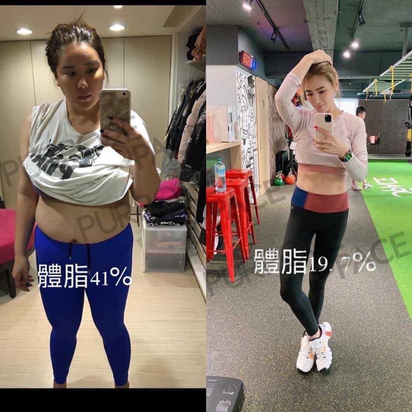 小禎曾因病爆肥，透過努力將體脂從41%降到19.7%。（翻攝自小禎臉書）