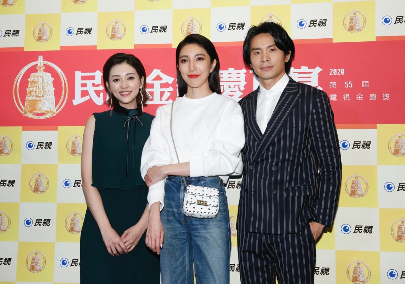 姚淳耀(右)出席慶功宴,對於同劇入圍演員楊謹華(中)沒得獎深感遺憾。