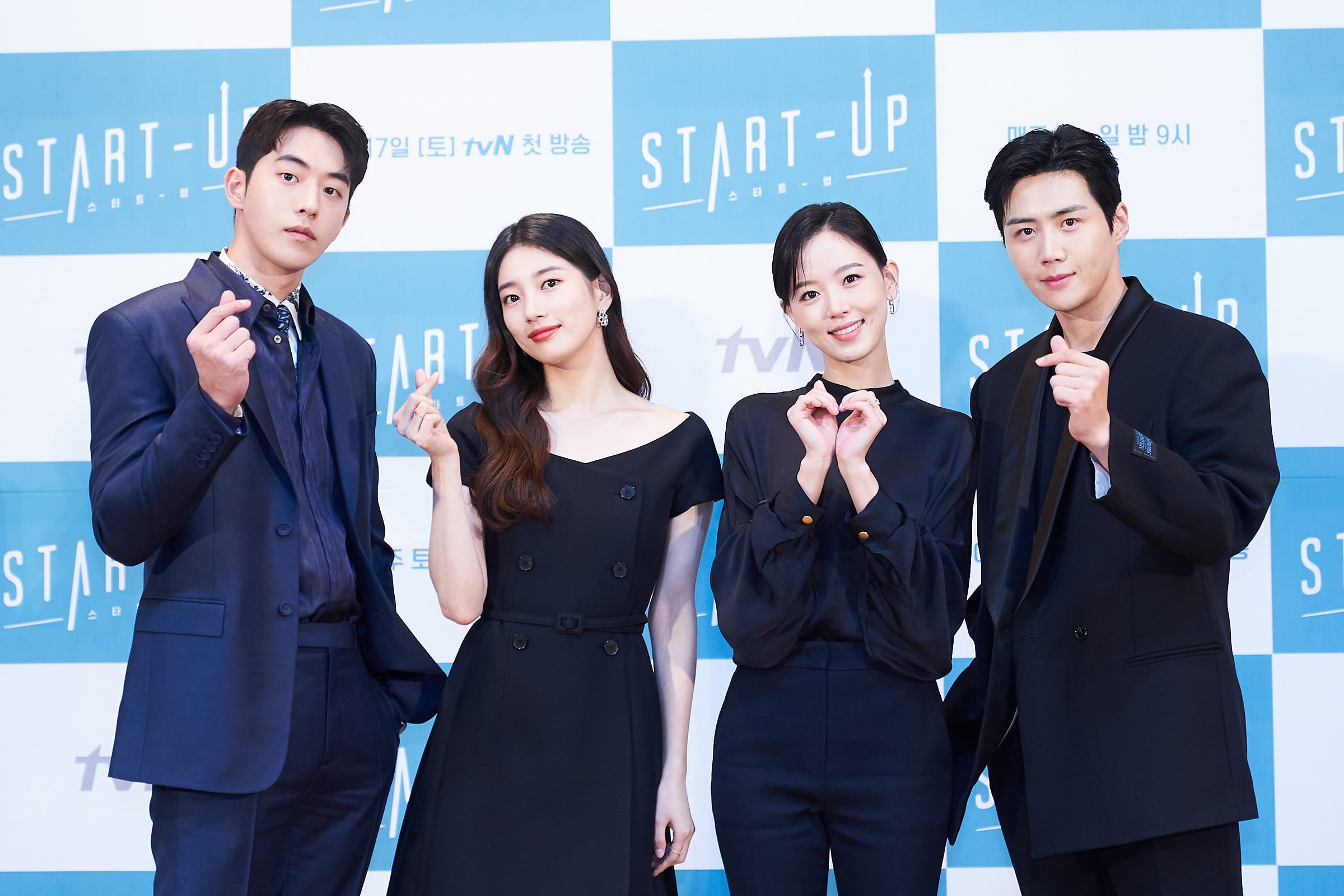 南柱赫(左起)、秀智、姜漢娜與金宣虎將在《Start-Up:我的新創時代》展現挑戰新創產業的故事。(Netflix提供)