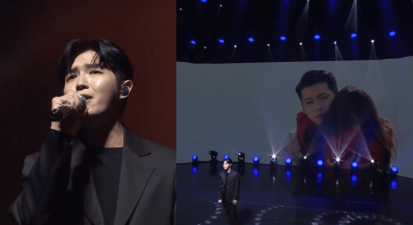 歌手金在煥擔任表演嘉賓,演唱《愛的迫降》插曲《Someday》。(翻攝自直播畫面)