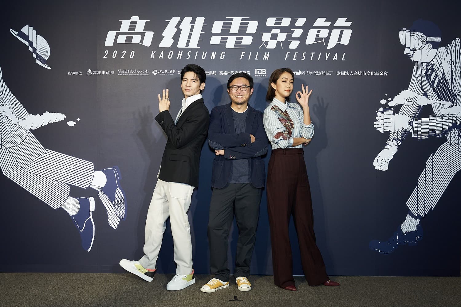 林柏宏、李霈瑜及導演廖士涵出席高雄電影節的《大債時代》首映。(高雄電影節提供)