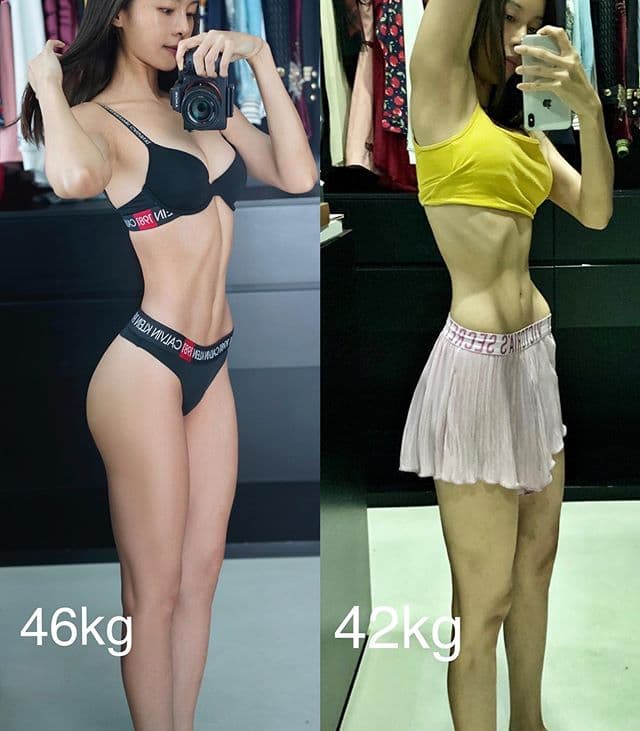李元玲瘦到肋骨清晰可見,膚色也變得蠟黃暗沉,被網友形容「像被家暴」。(翻攝自李元玲IG)