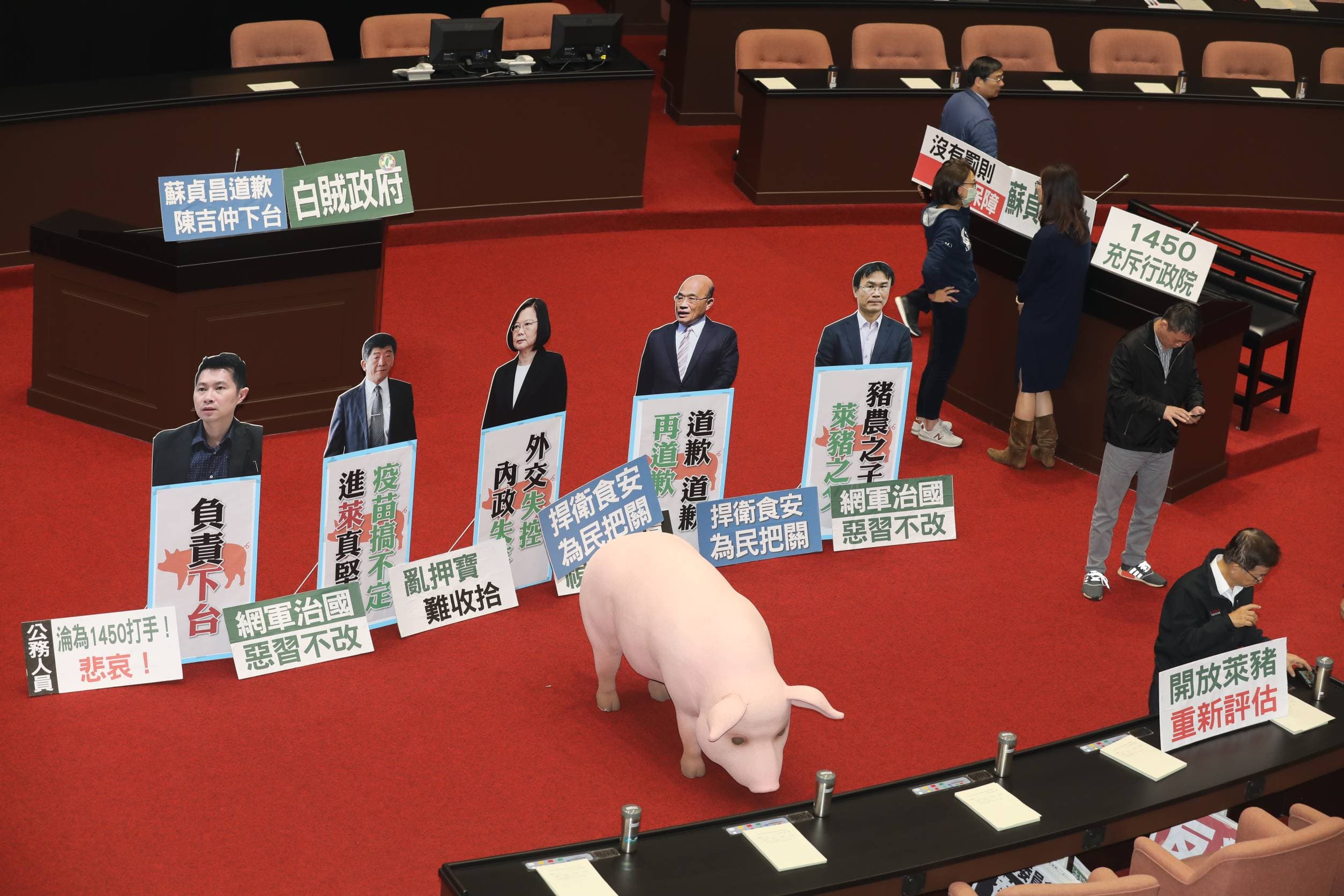 立法院國民黨團為美豬美牛議題杯葛蘇貞昌上台報告;圖為今日立法院情形。