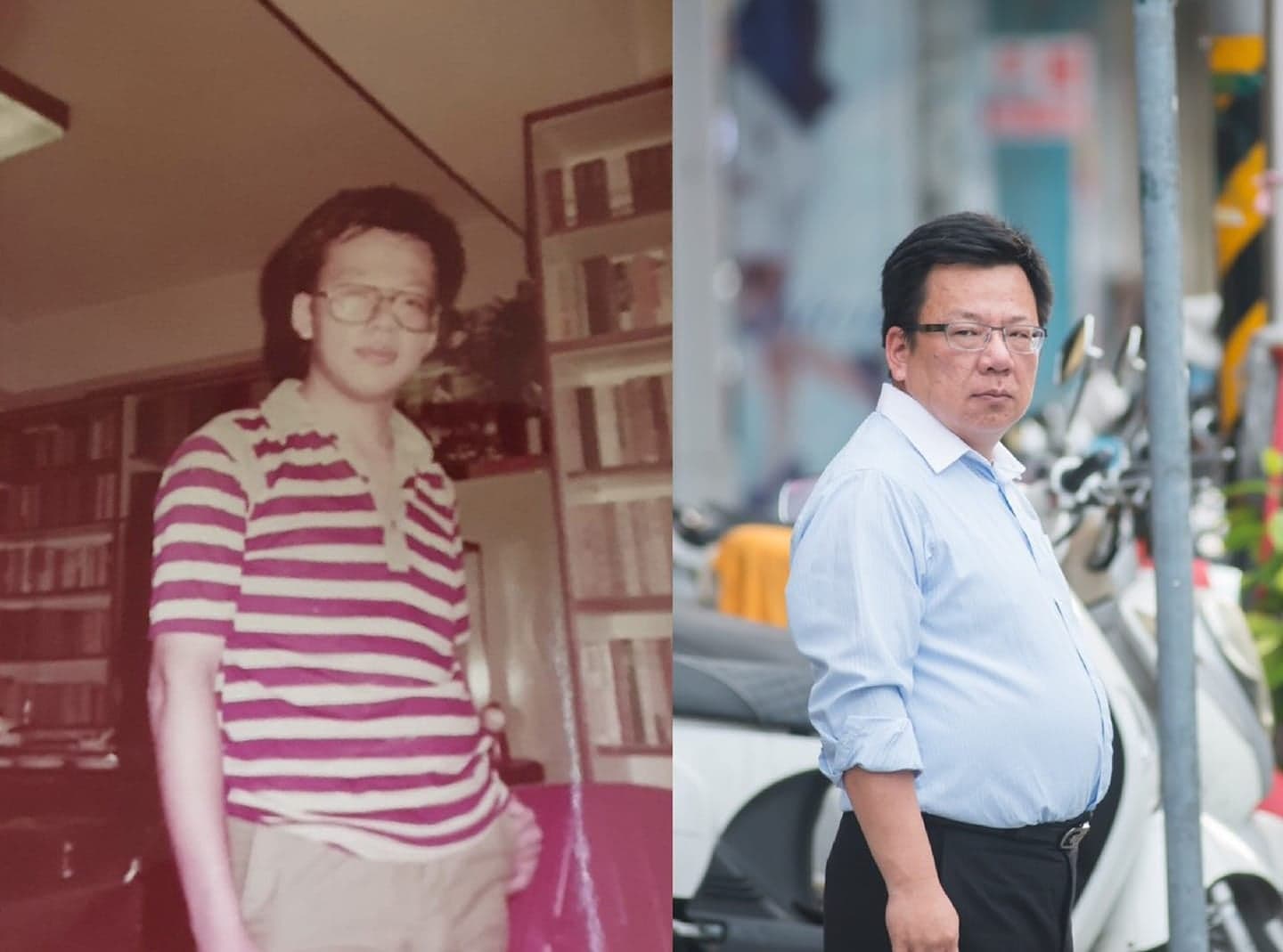 民進黨立委李俊俋貼出對比圖,直呼這幾年到底發生什麼事。(翻攝自李俊俋臉書)