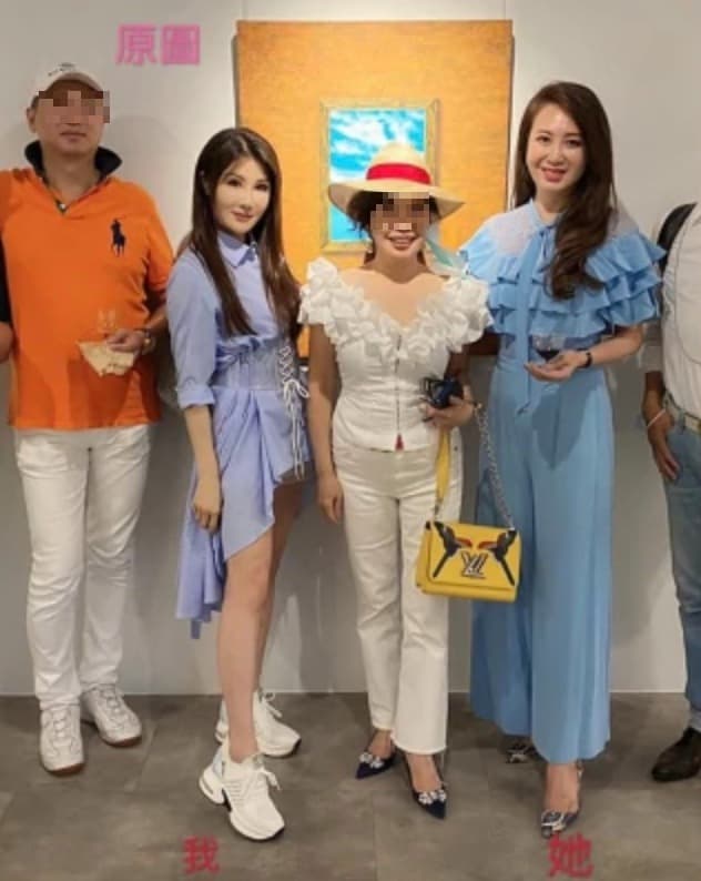 楊麗菁(左2)不滿林蘭芷(右1)將她照片「修醜」上傳臉書,在社群網站公開原圖。(翻攝自楊麗菁-粉絲團臉書)