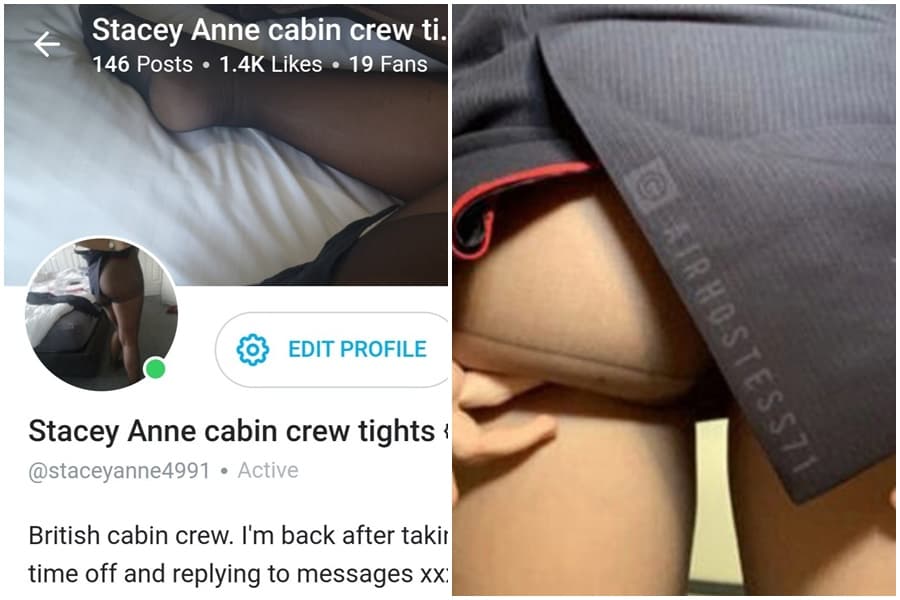 一名史黛希‧安妮空姐開設OnlyFans帳戶,上傳私密色情影片供營利使用。(翻攝自insidexpress/推特)