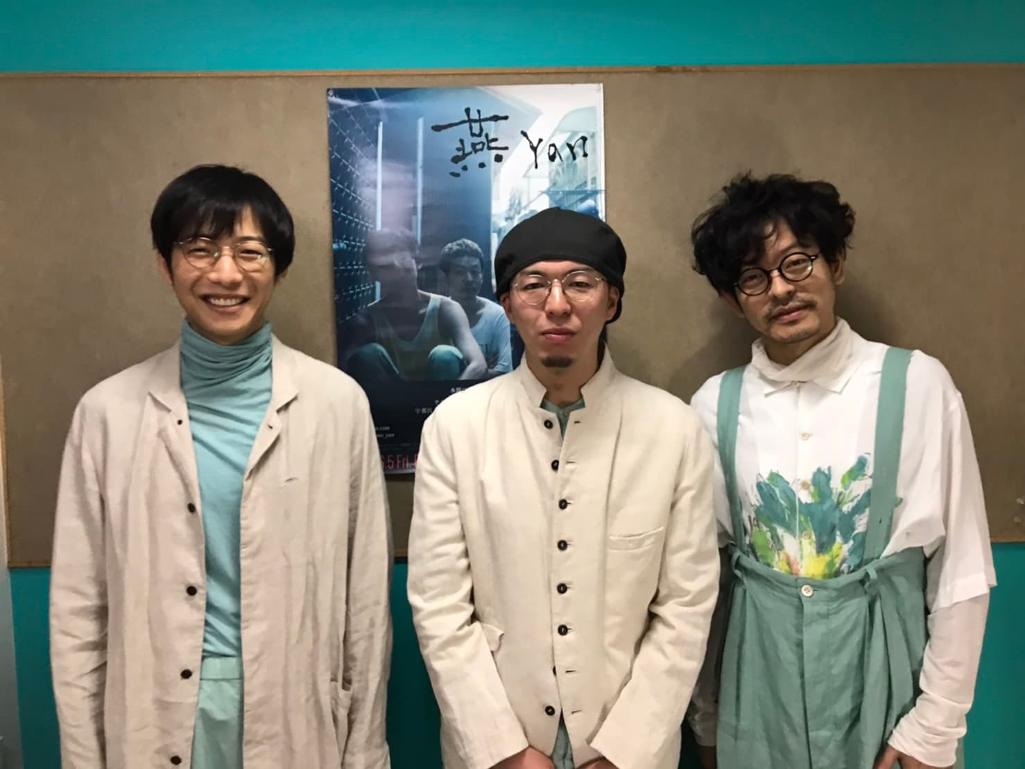 《燕》導演今村圭佑(中)和演員水間龍(左)、山中崇很感謝來台拍攝時民眾與台灣工作人員的協助,盼未來能再次來台拍戲。(希望行銷提供)