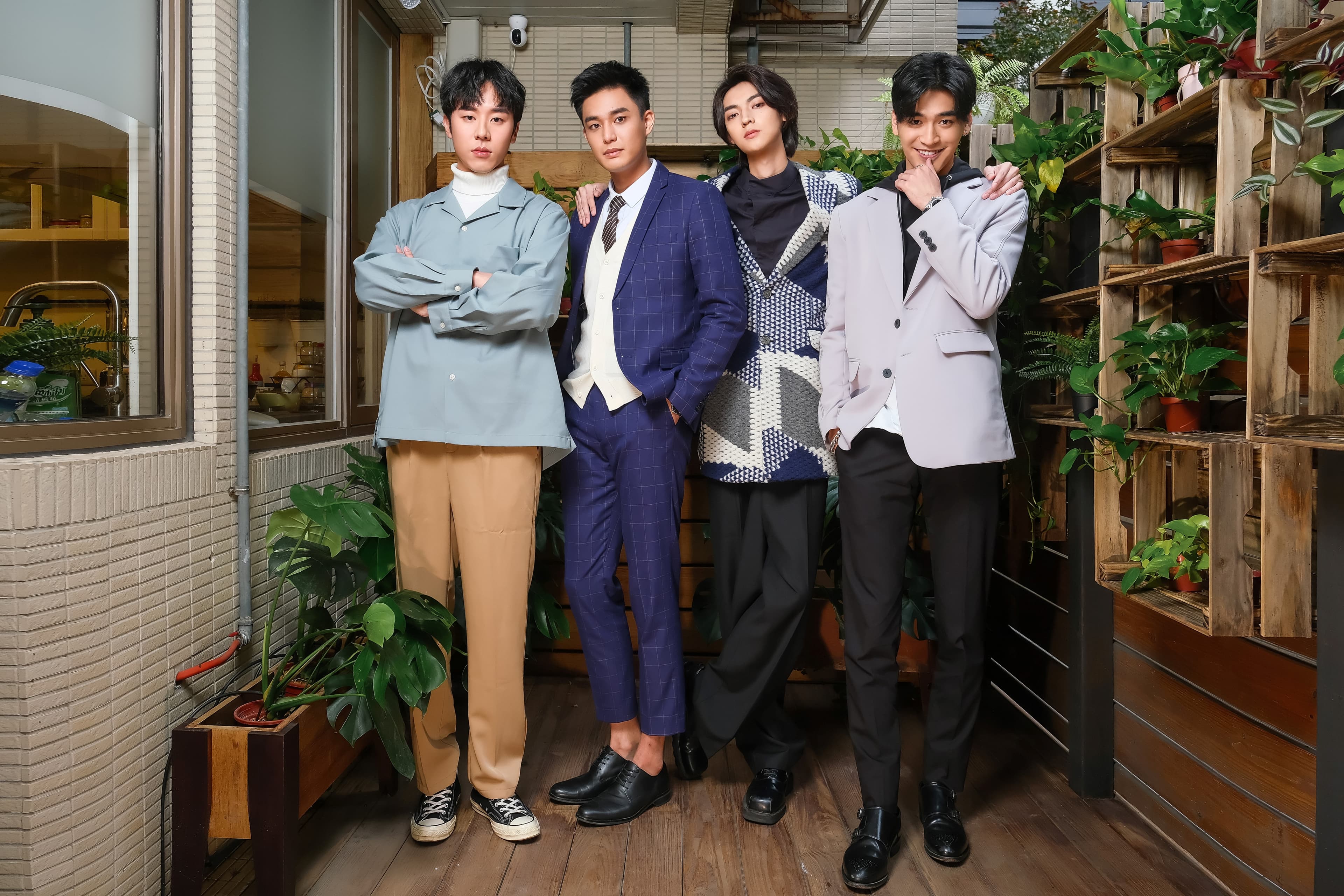 《HIStory4近距離愛上你》舉行媒體探班,(左起)林嘉威、安俊朋、陳立安、涂善存分享拍戲花絮。(LINE TV提供)