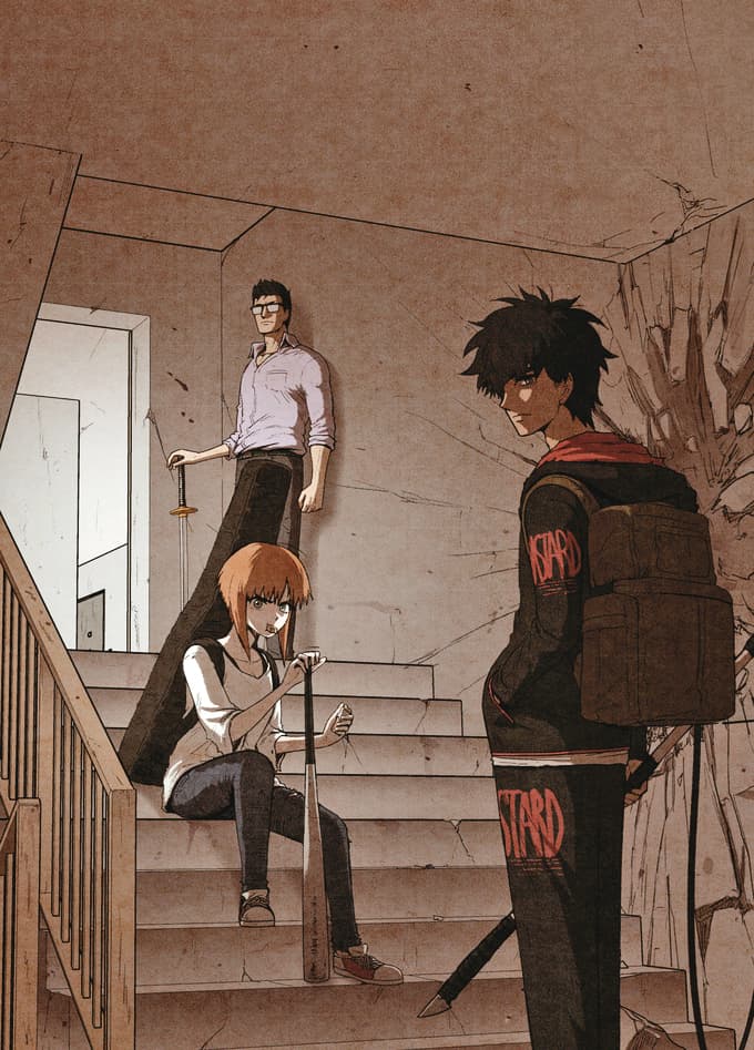 Netflix斥資新台幣8.1億元翻拍人氣LINE WEBTOON《Sweet Home》,找來宋江、李陣郁等人聯手對抗怪物。(LINE WEBTOON提供)