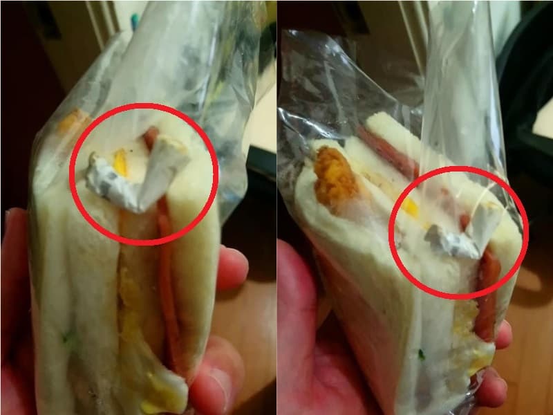 點了三明治卻被「免費加料」菸蒂,讓網友直呼噁爆。(翻攝自「爆怨公社」臉書)