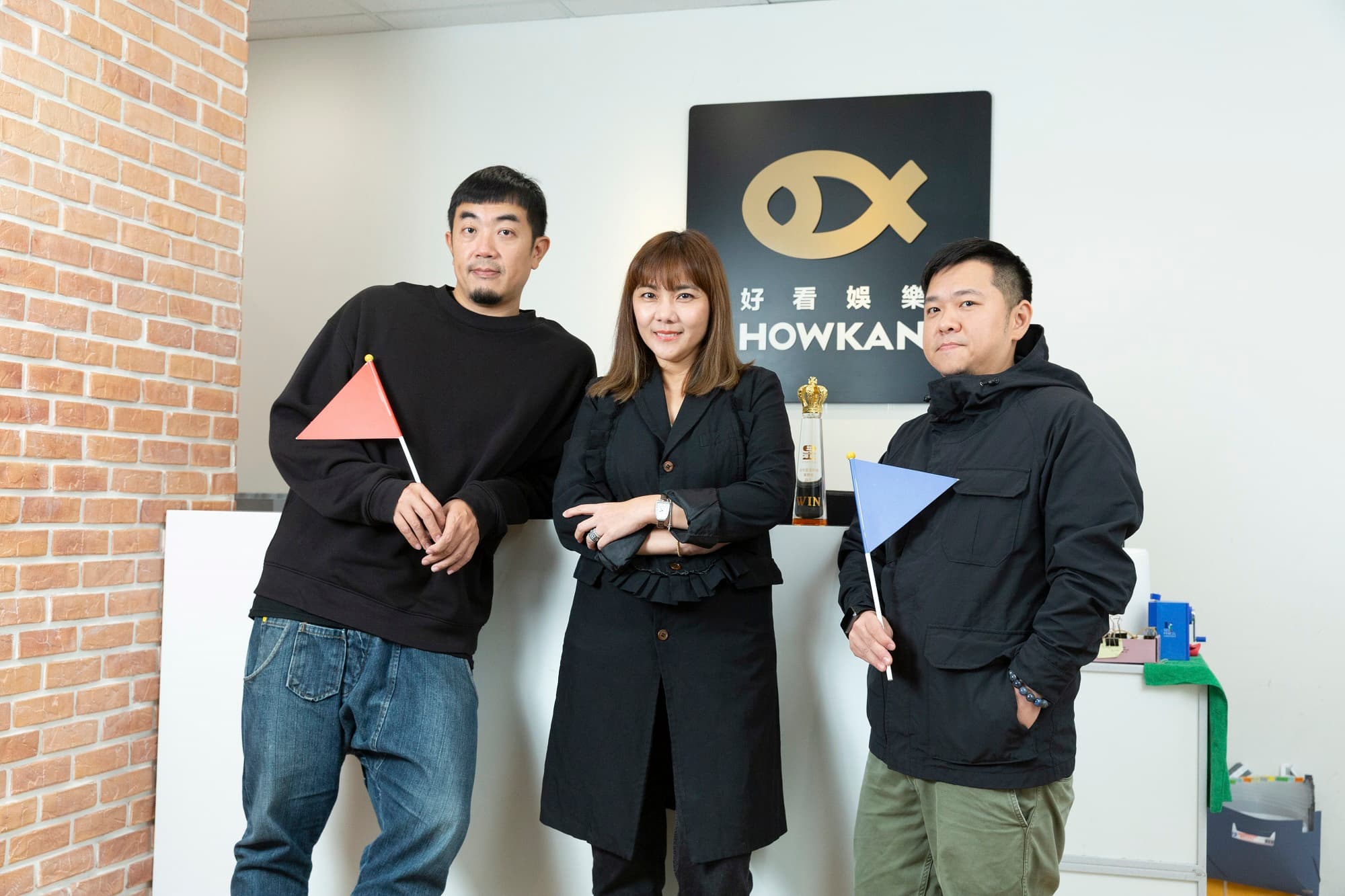 「好看娛樂」由資深綜藝節目製作人湯宗霖(左起)與王貞妮等人共同成立,楊致遠擔任節目製作人。
