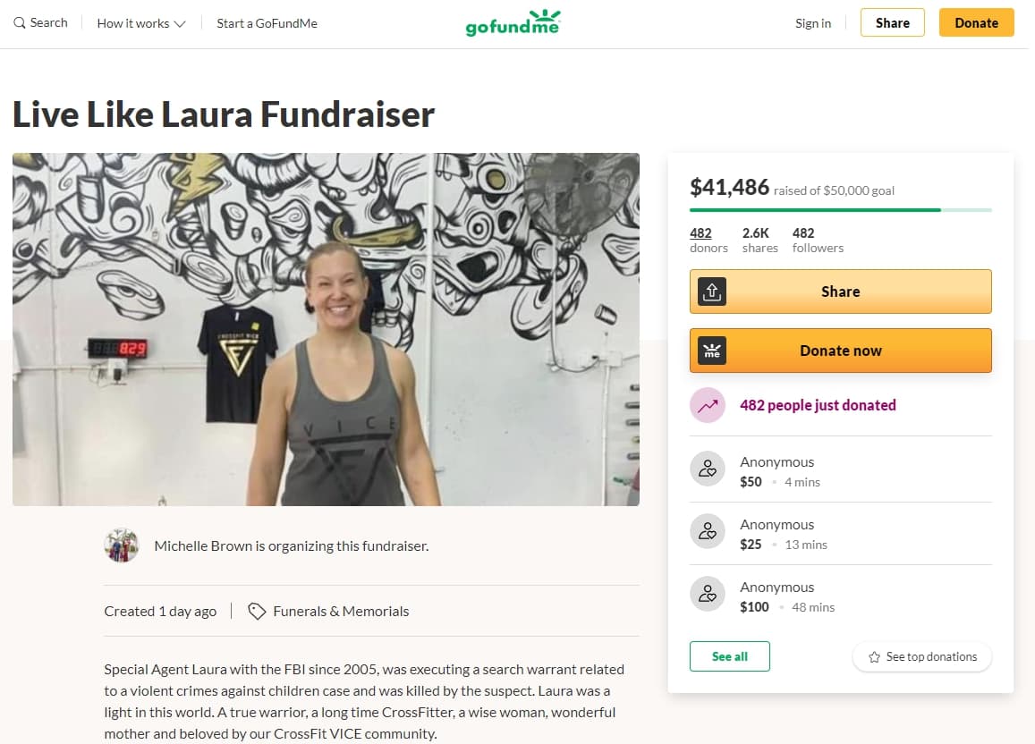 有人為了紀念殉職的史瓦辛柏格,在募資平台發起募款。(翻攝自GoFundMe)