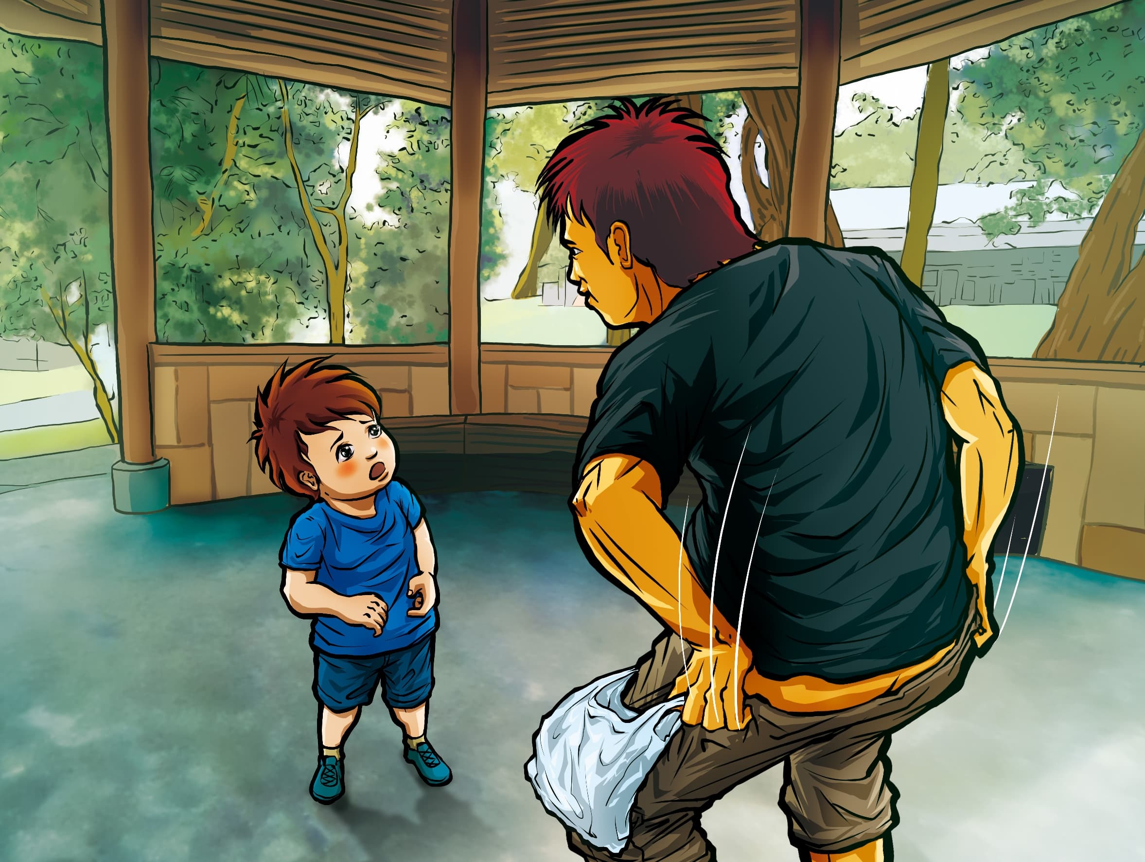 陳國龍將小男童載到公園涼亭口交,還將自己的精液射進事先準備的塑膠袋內,避免留下證據,相當狡猾。