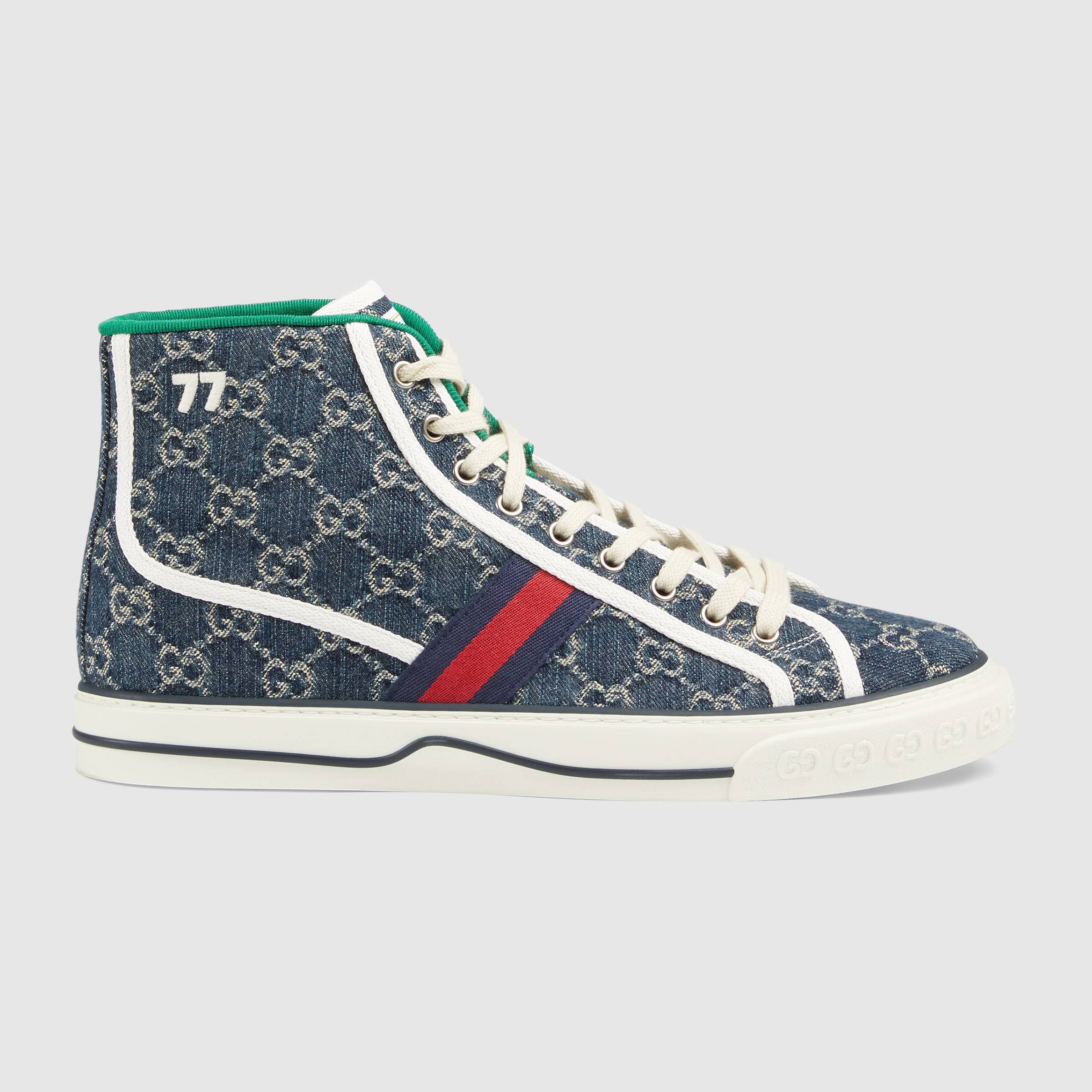 Tennis 1977男士丹寧高筒球鞋。NT$26,700(GUCCI提共)