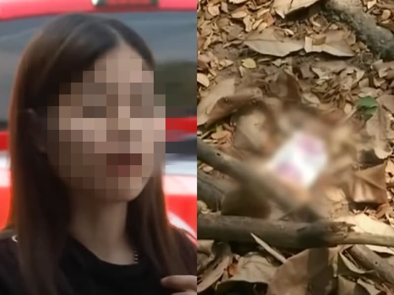 據女性路人表示,這對情侶持續「擺動」4分鐘左右,現場也遺留保險套外包裝。(翻攝自Thairath YouTube)