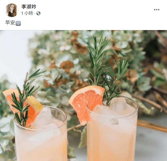 民進黨立委王定宇的妻子李淑吟今早仍照常貼文問候網友早安。(翻攝李淑吟臉書)