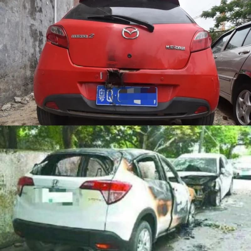 這名10歲男童看到電視上車子爆炸的場面覺得十分刺激,因而燒了3台車子,甚至還承認早就有放火經驗。(翻攝自環球網、新浪網)
