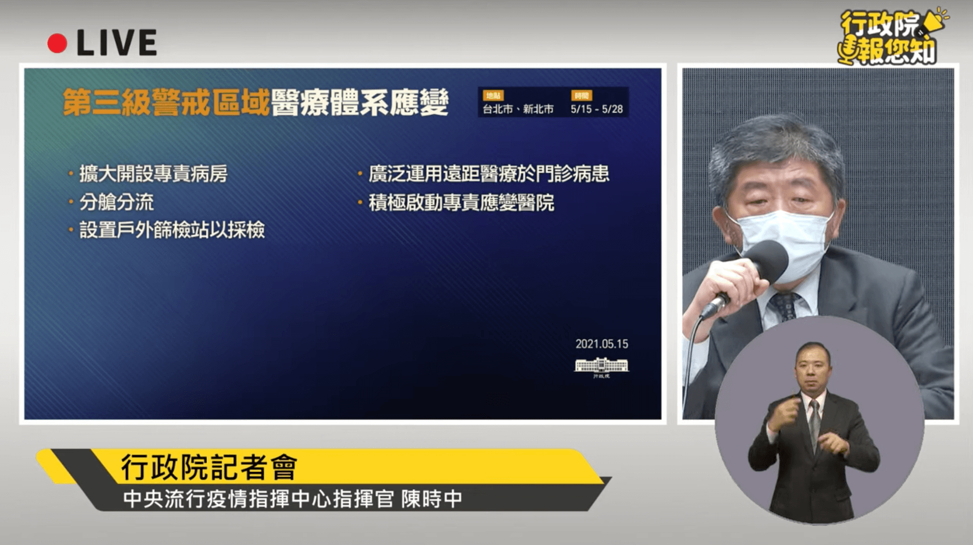 醫療體系應變措施。(翻攝自行政院開麥啦-2 YouTube)
