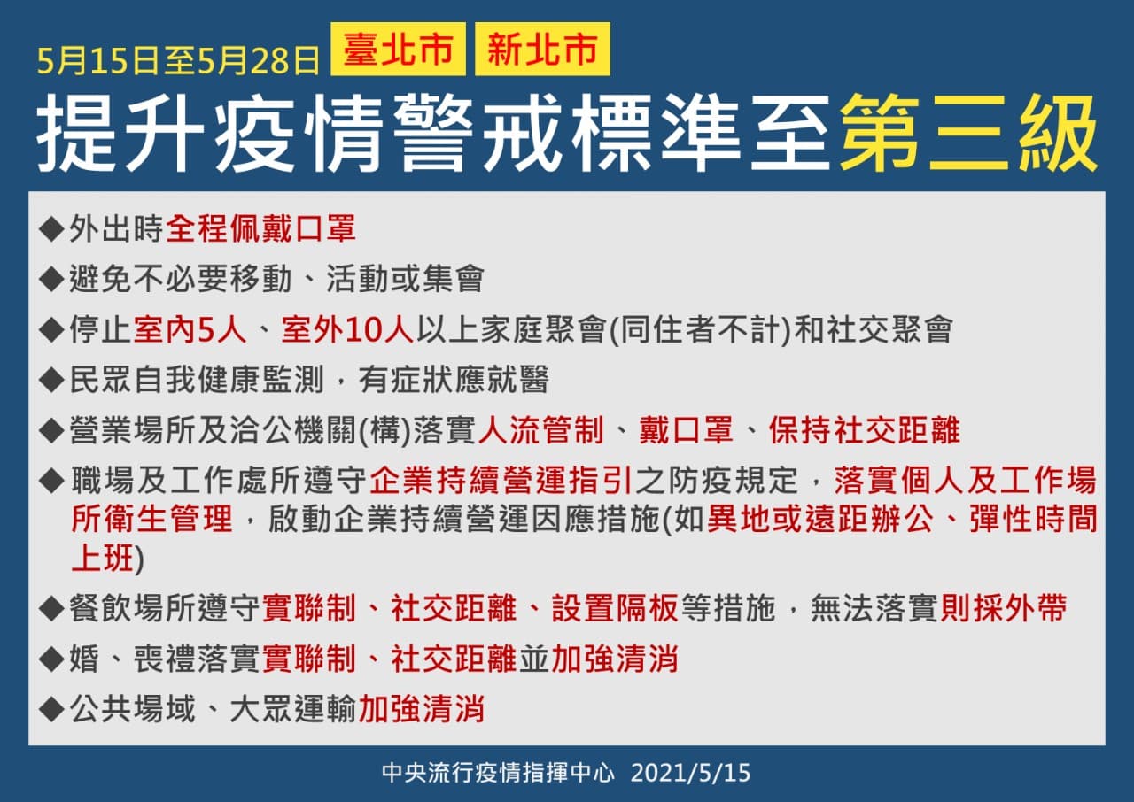防疫新措施。（指揮中心提供）