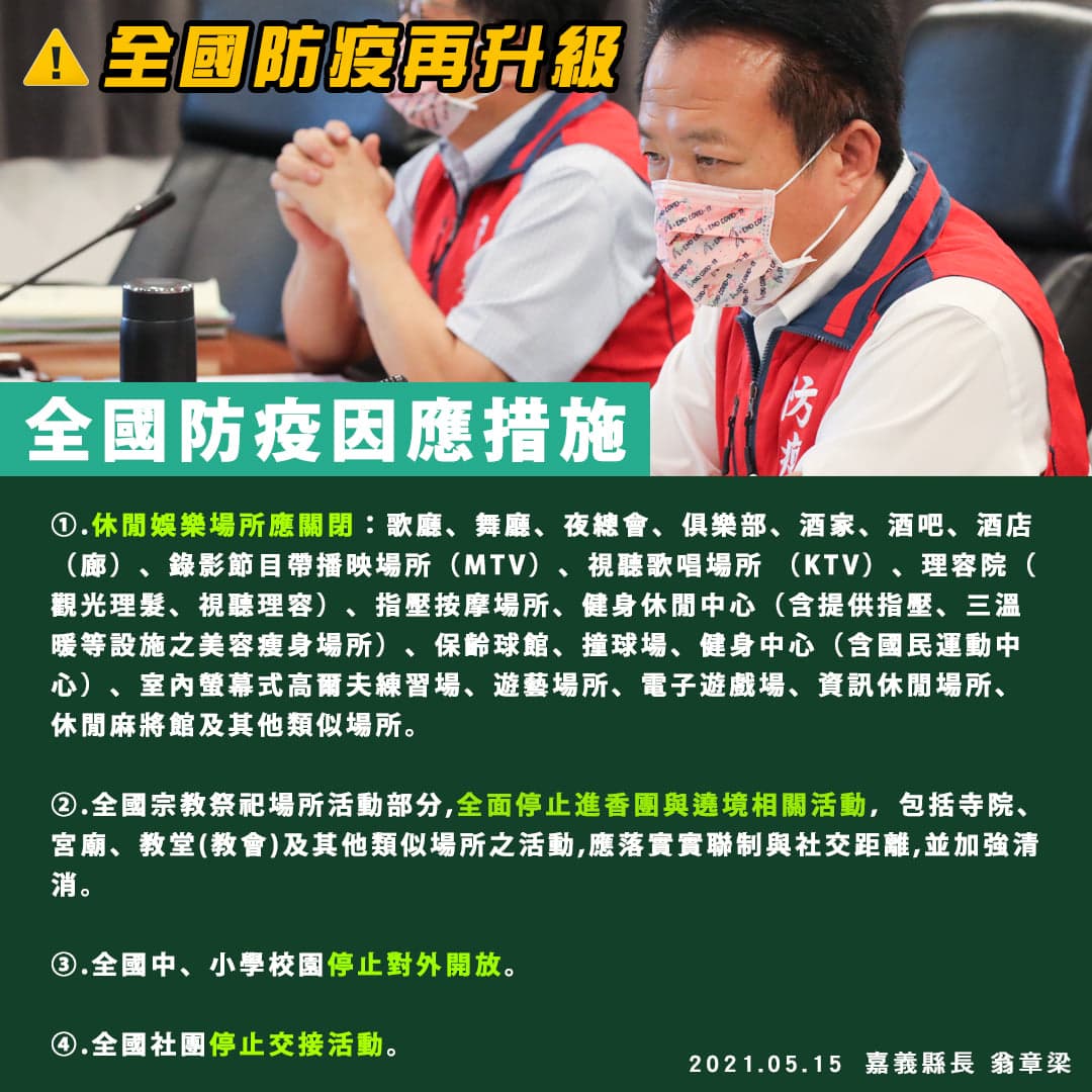 嘉義縣防疫再升級。(翻攝自翁章梁臉書)