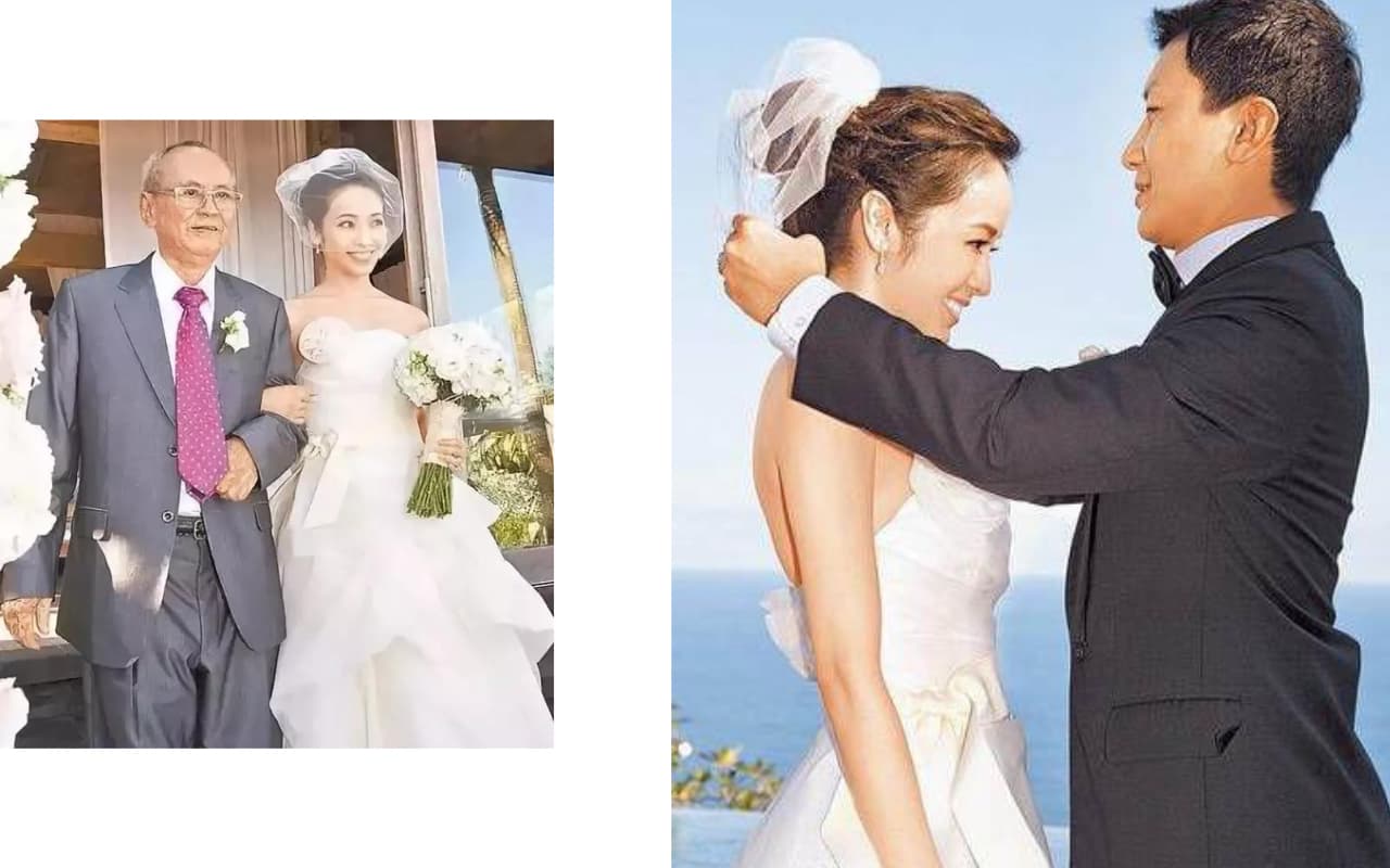 2011年,侯佩岑在峇里島下嫁金融才俊黃伯俊,穿的也是Vera Wang婚紗,如今家庭生活幸福。(侯佩岑提供)