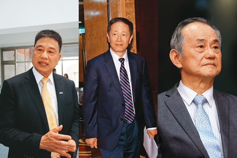 本土疫情衝擊竹科，不僅京元電染疫嚴重，就連台積電、友達都有員工確診。（左：友達董事長 彭双浪　中：台積電董事長  劉德音　右：京元電董事長 李金恭）