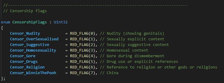 Reddit網友分享的原始碼截圖,最後一個審查標籤是「小熊維尼」(翻攝自Reddit)