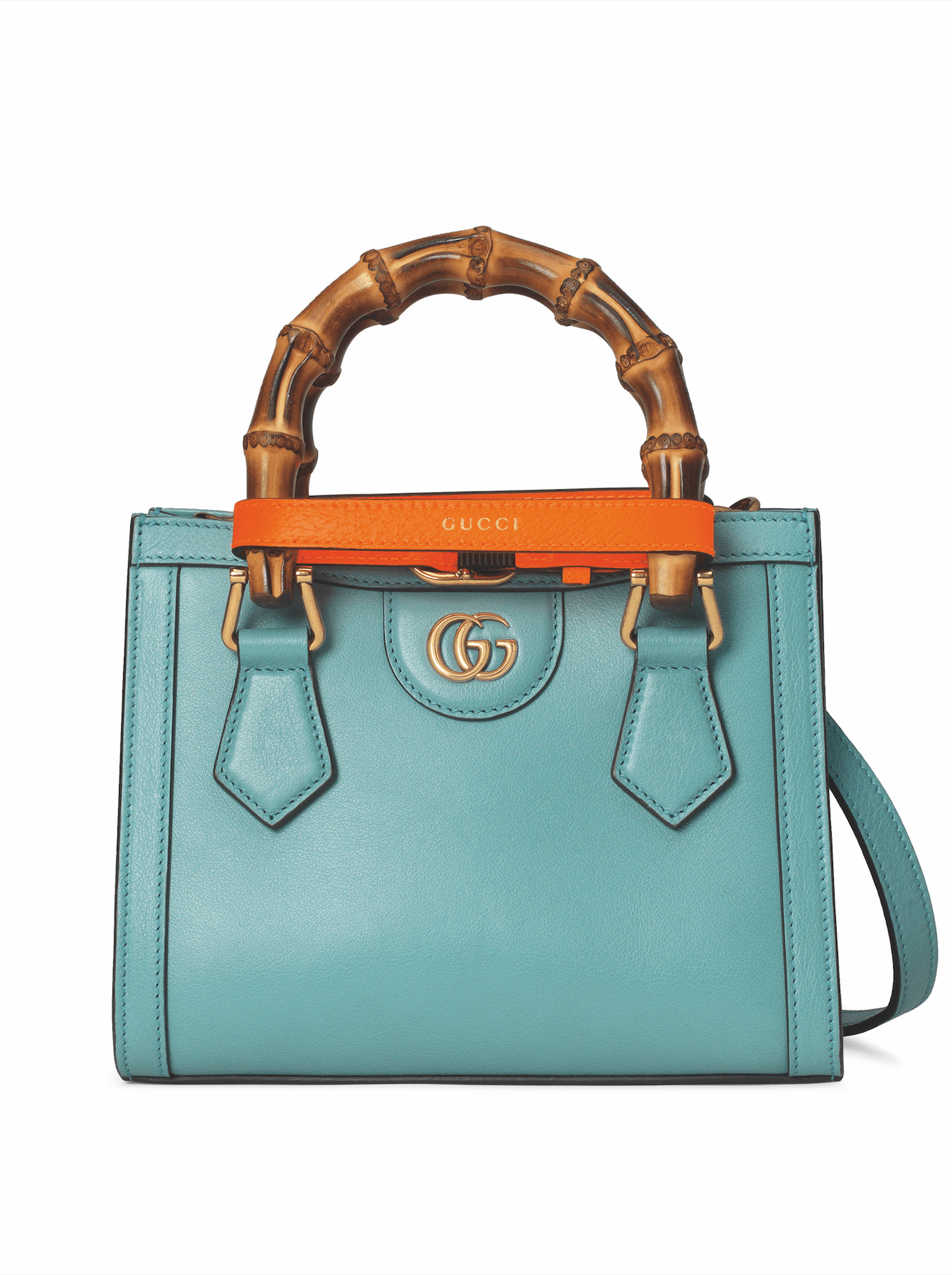 GUCCI Diana藍色迷你手提包。NT$95,000。(GUCCI提供)