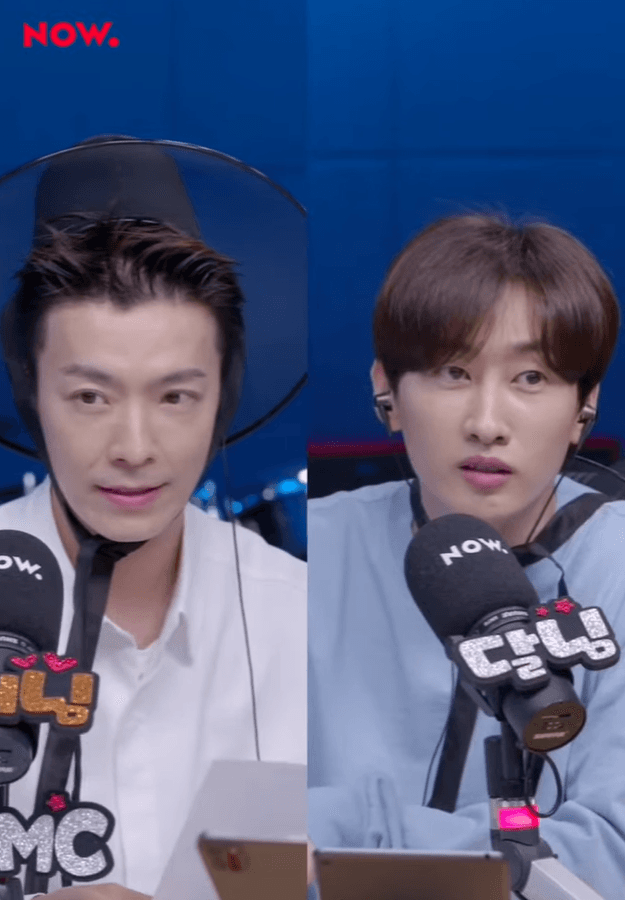 東海(左)昨和銀赫一起錄製NAVER NOW電台《D&E Show》。(翻攝自NAVER NOW畫面)
