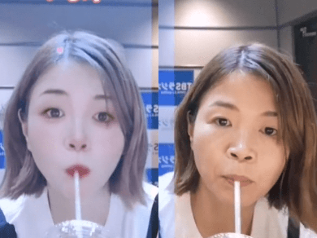 大久保佳代子這段變臉影片,目前已超過220萬觀看次數。(翻攝TikTok)
