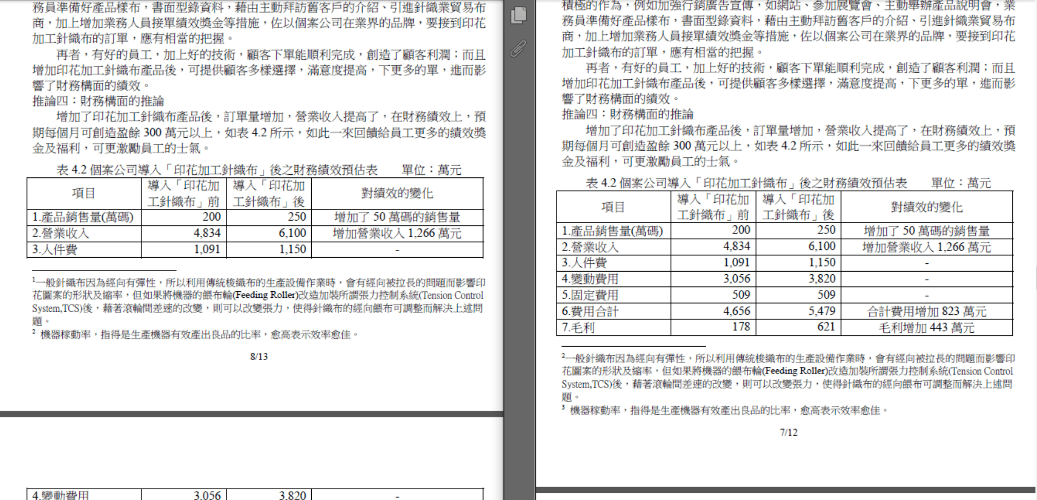 2篇論文不約而同出現與「汽車業」和「染整業」相關的文字,與標題所撰寫的產業內容並不一致。(讀者提供)