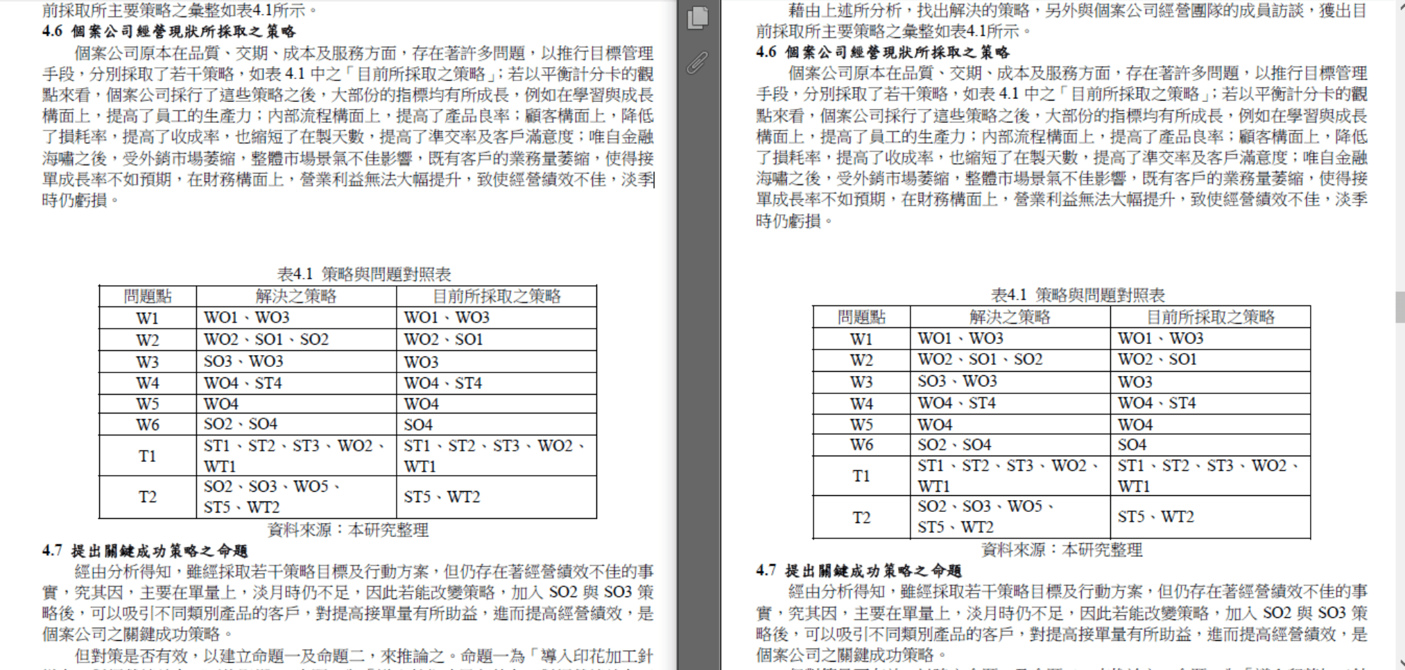 2篇論文中只有3個章節內文不完全相同,其他部分完全相同。(讀者提供)