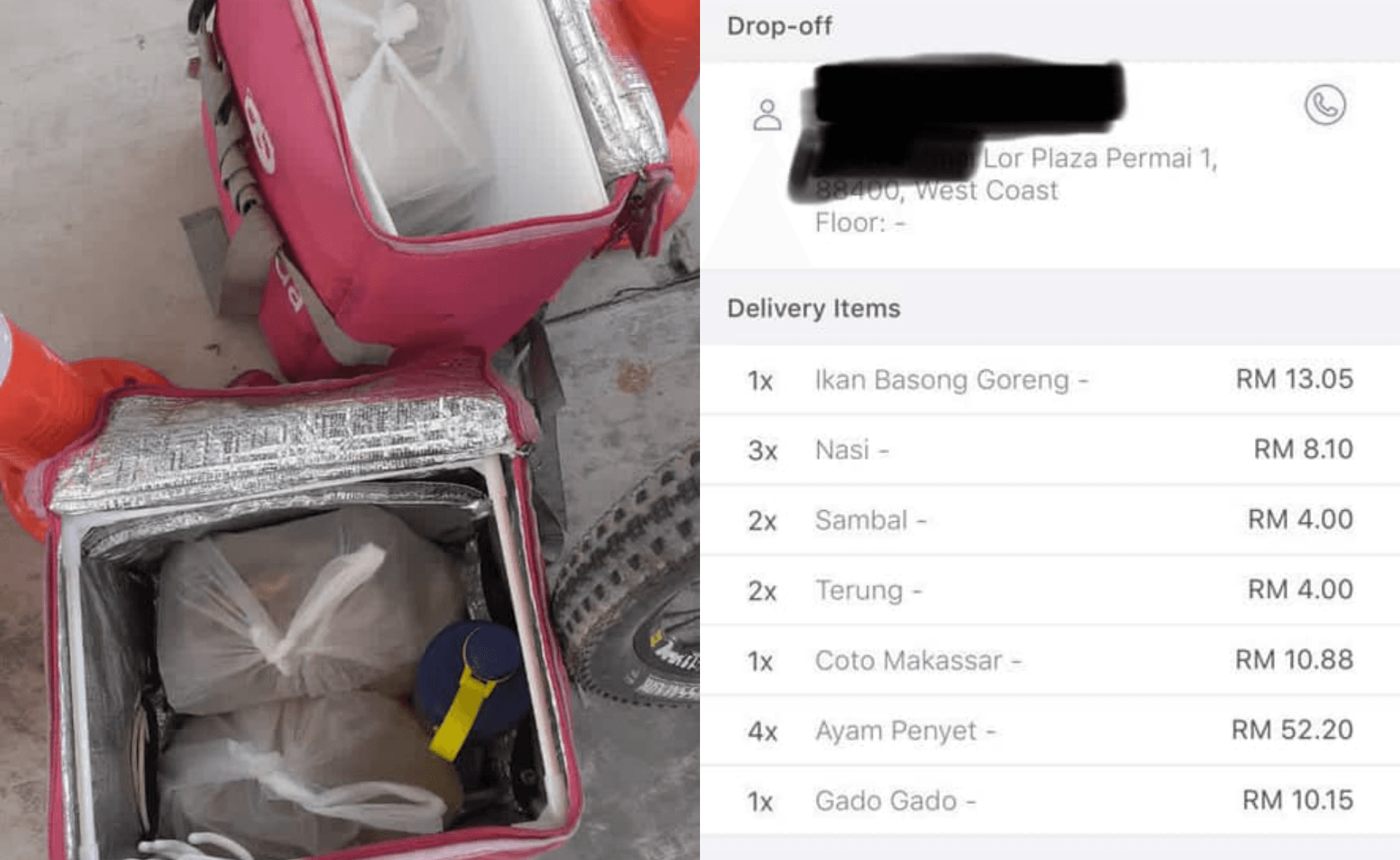 外送員遭棄單後,加油站出錢買下餐點。(翻攝自臉書專頁「Stesen Minyak Shell Jalan Sulaman」)