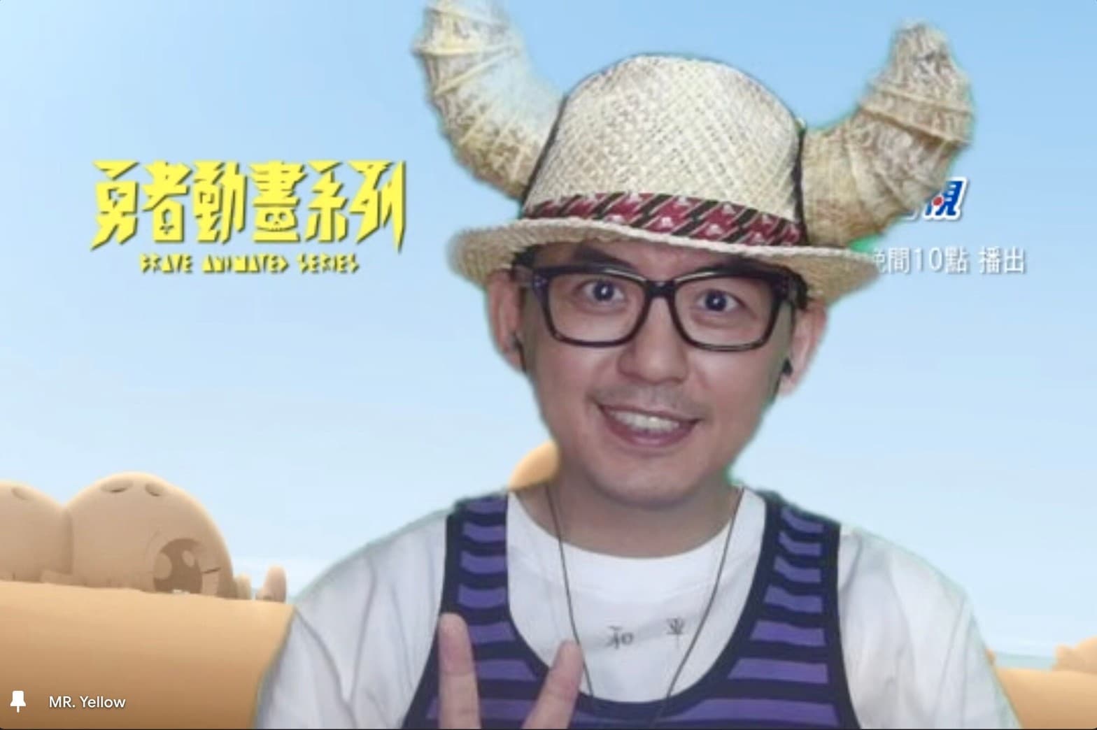 黃子佼特地打扮成劇中配音角色老魔王造型參加直播。(公視提供)
