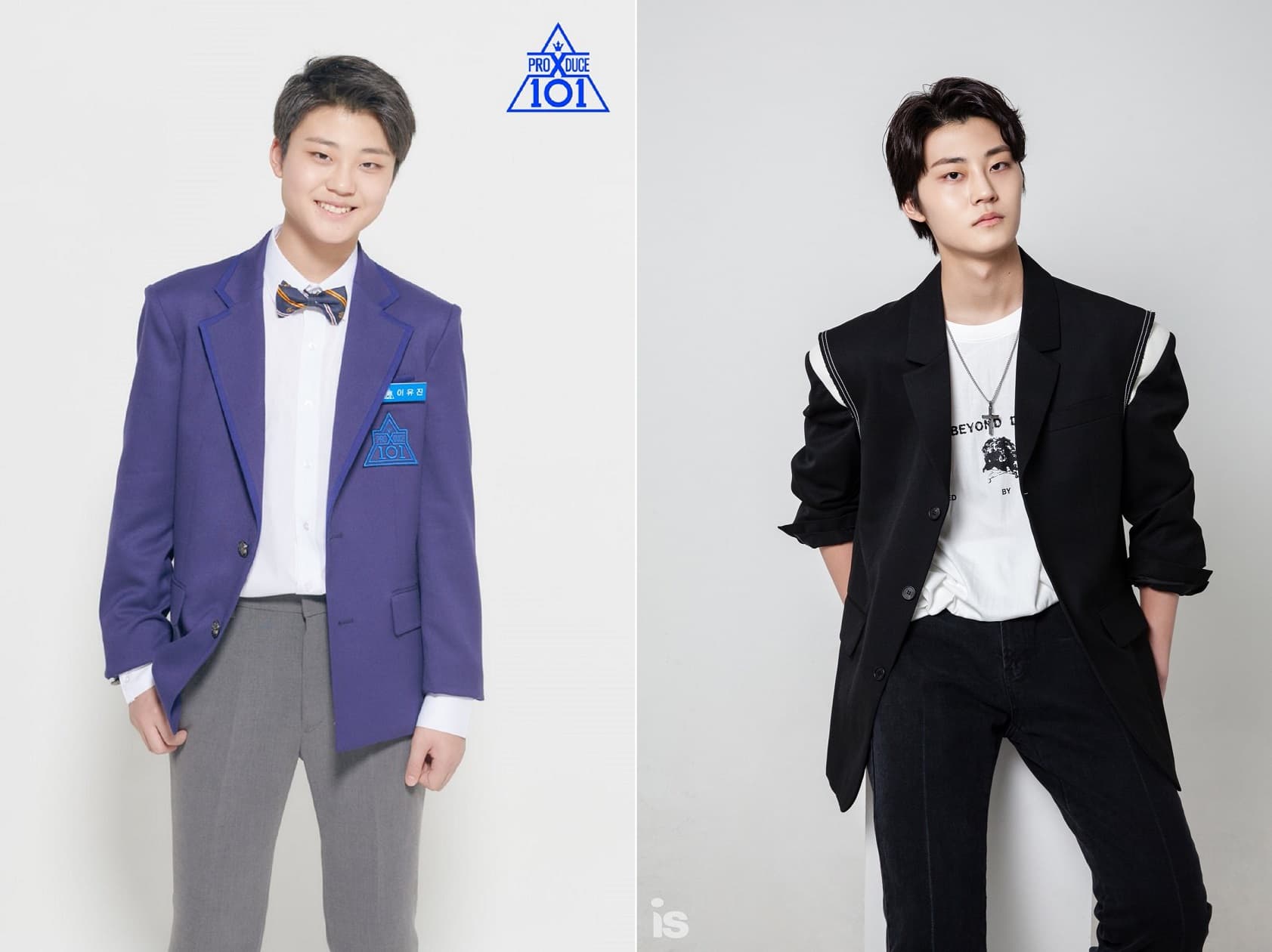 李宥珍前年參加《PRODUCE X 101》身高僅170公分，兩年後的現在臉上沒了嬰兒肥，更抽高到184公分。（左圖翻攝自Mnet，右圖翻攝自is）
