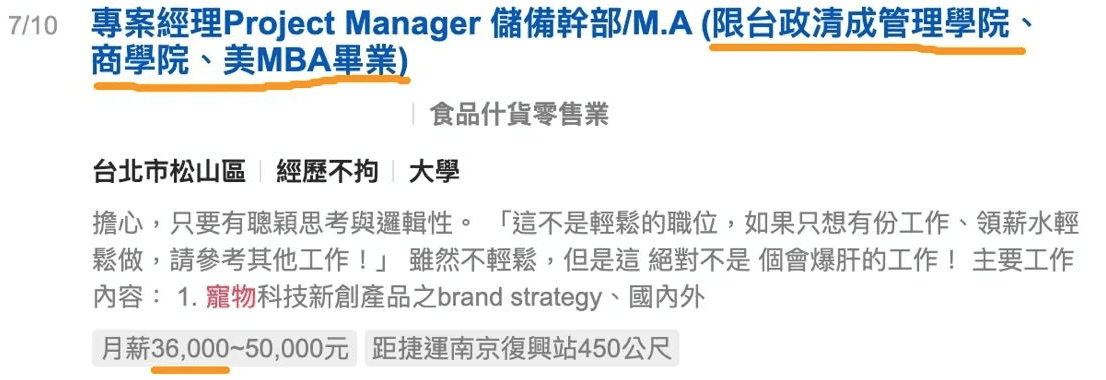 網友分享在人力銀行看到的奇葩職缺。(翻攝Dcard)